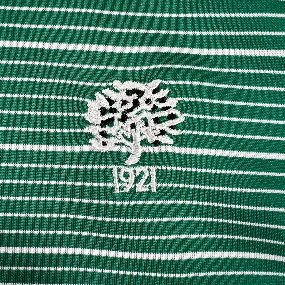 Adidas Polo Shirt Mens XL Extra Large Green Striped Short Sleeve Golf Outdoor